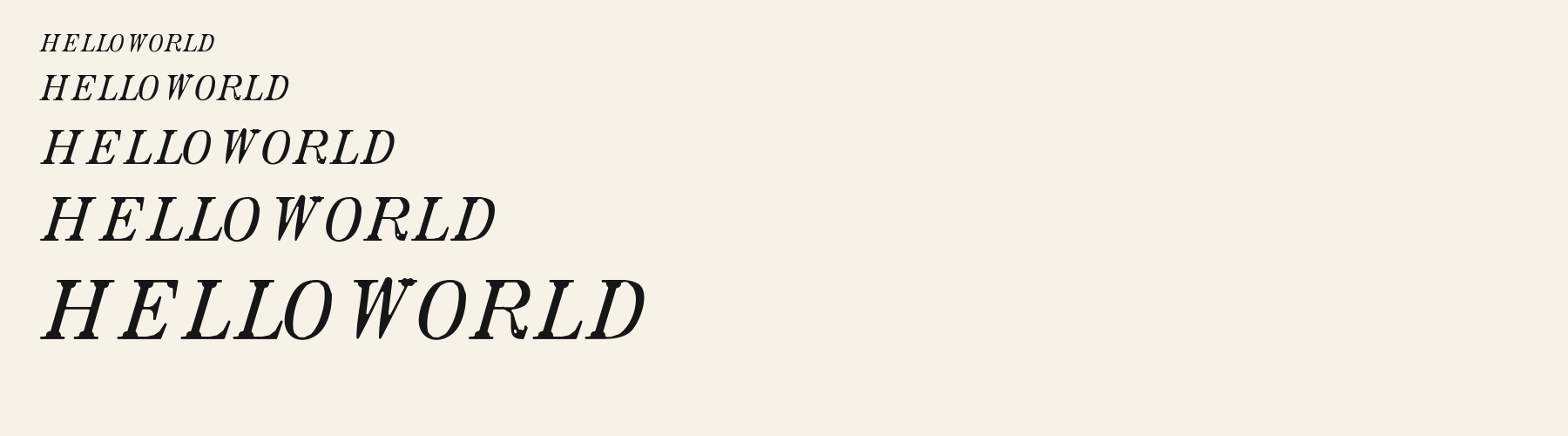 Couture Italic waterfall specimen
