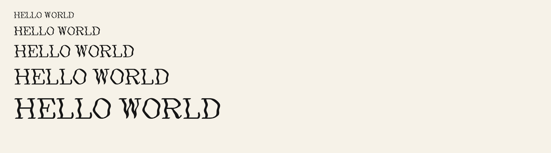 Elven Serif waterfall specimen