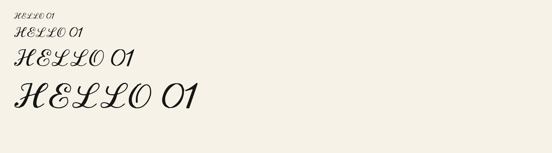 Starlit Script sizes specimen