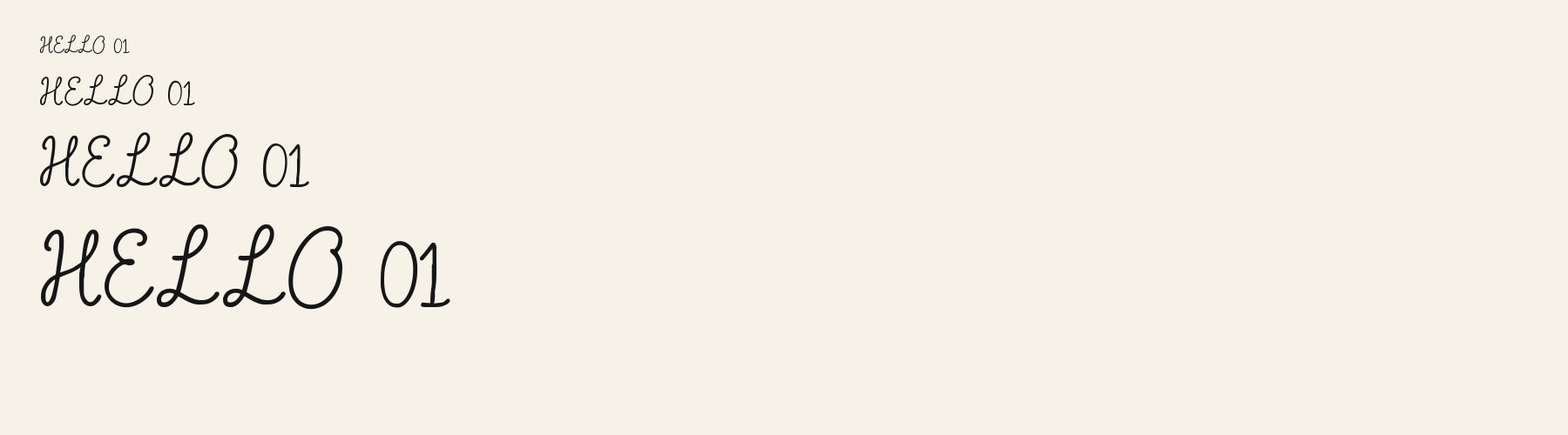 Cursive School Upright sizes specimen