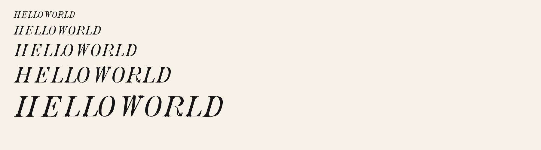 Vogue Italic waterfall specimen