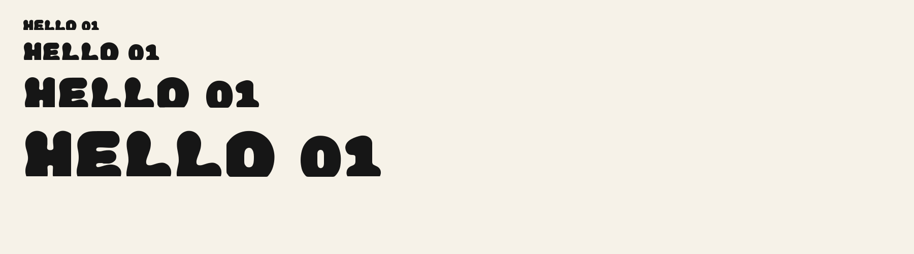Display Retro Bubble sizes specimen