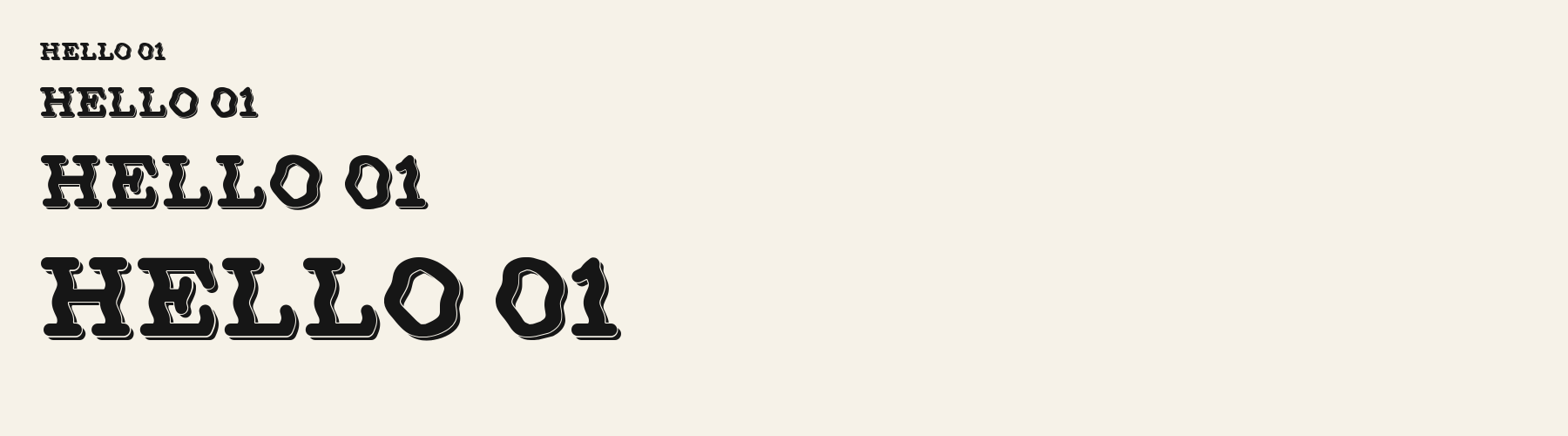 Groove Serif 3D sizes specimen