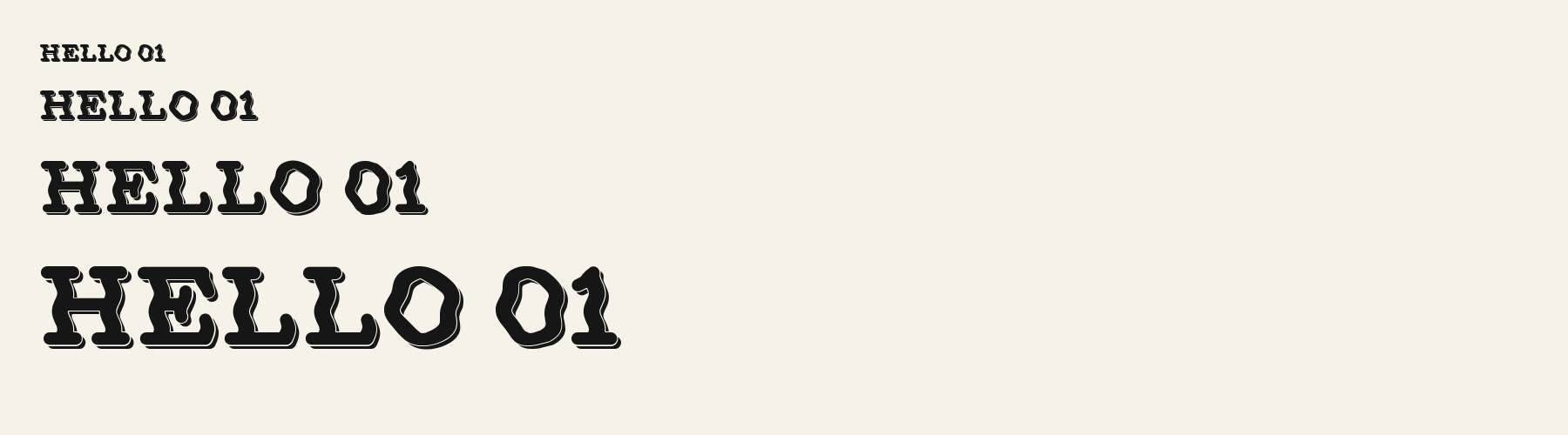 Groove Serif 3D sizes specimen