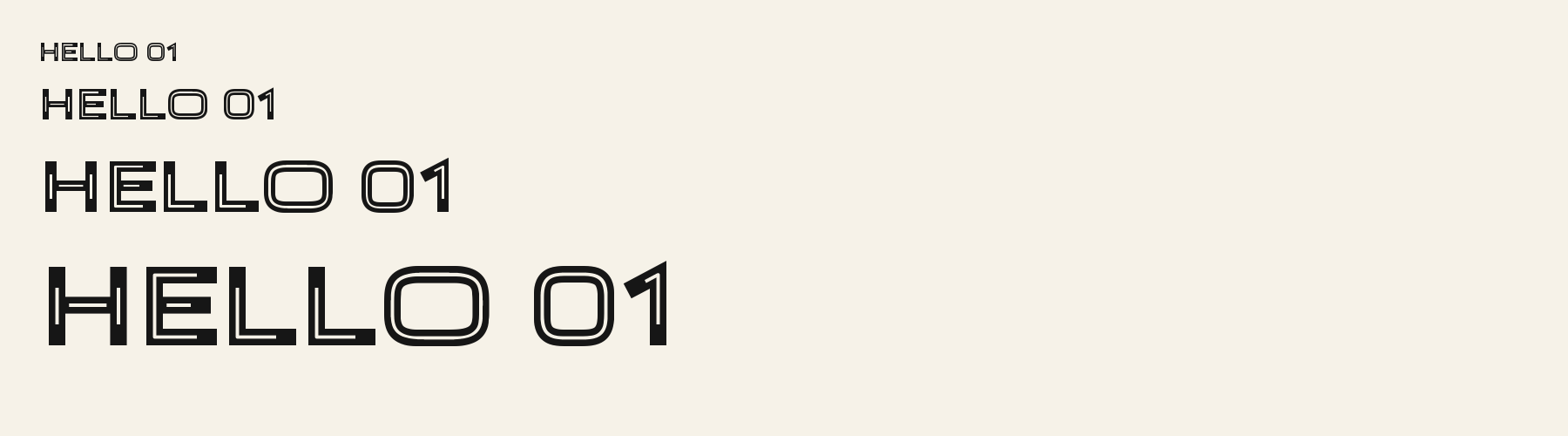 Arcade Inline sizes specimen