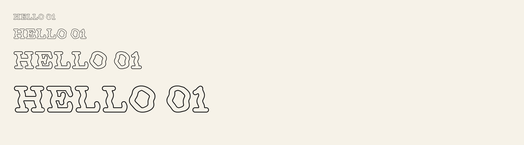 Peace Outline sizes specimen