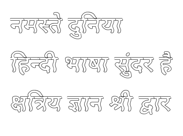 Peace Outline script-devanagari specimen