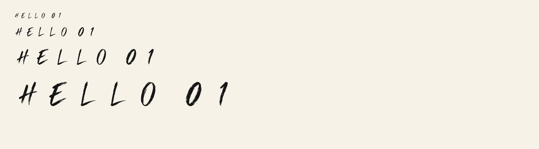 Script Brush Signature sizes specimen