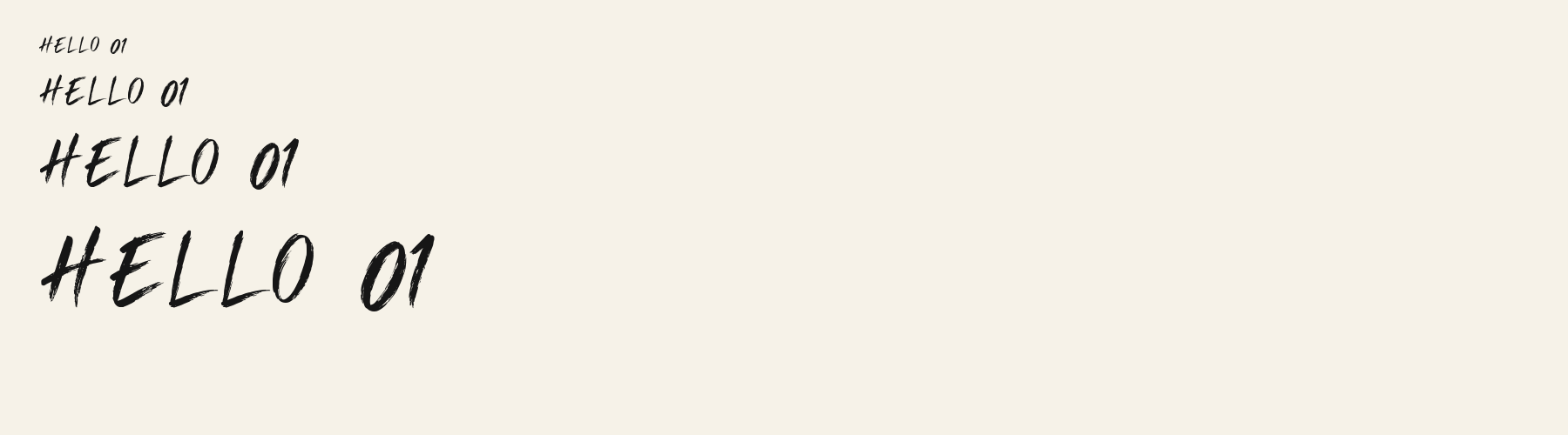 Script Brush Signature sizes specimen