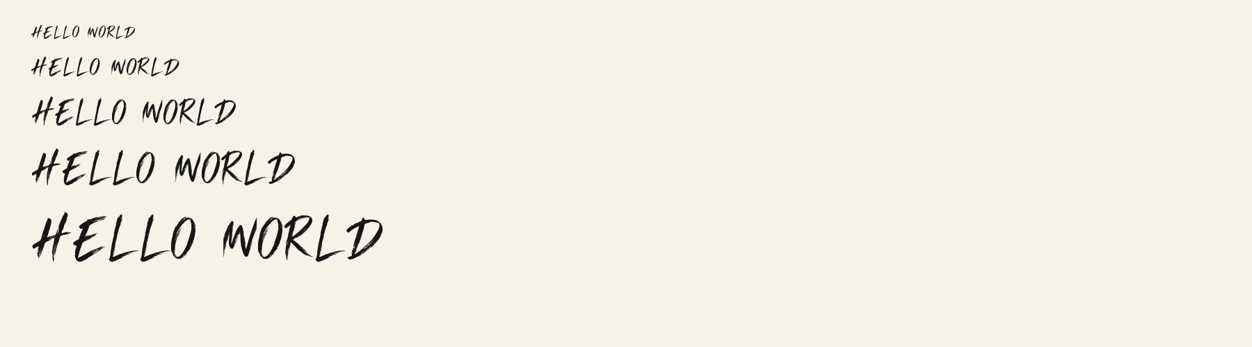 Script Brush Signature waterfall specimen