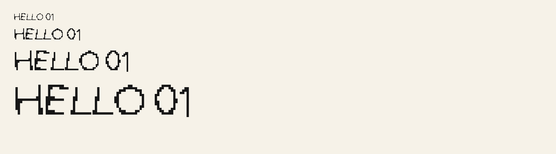Doodle Pixel sizes specimen