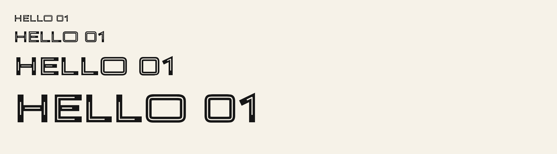 Warp Inline sizes specimen