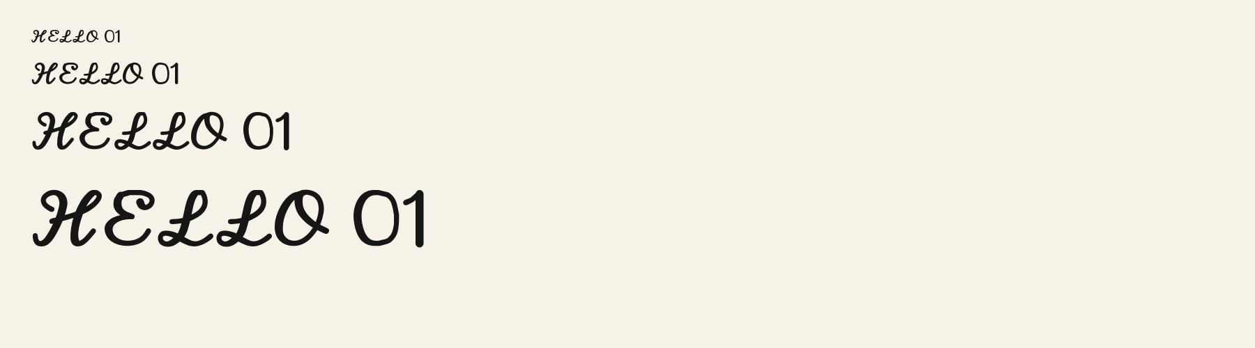 Sailor Script sizes specimen