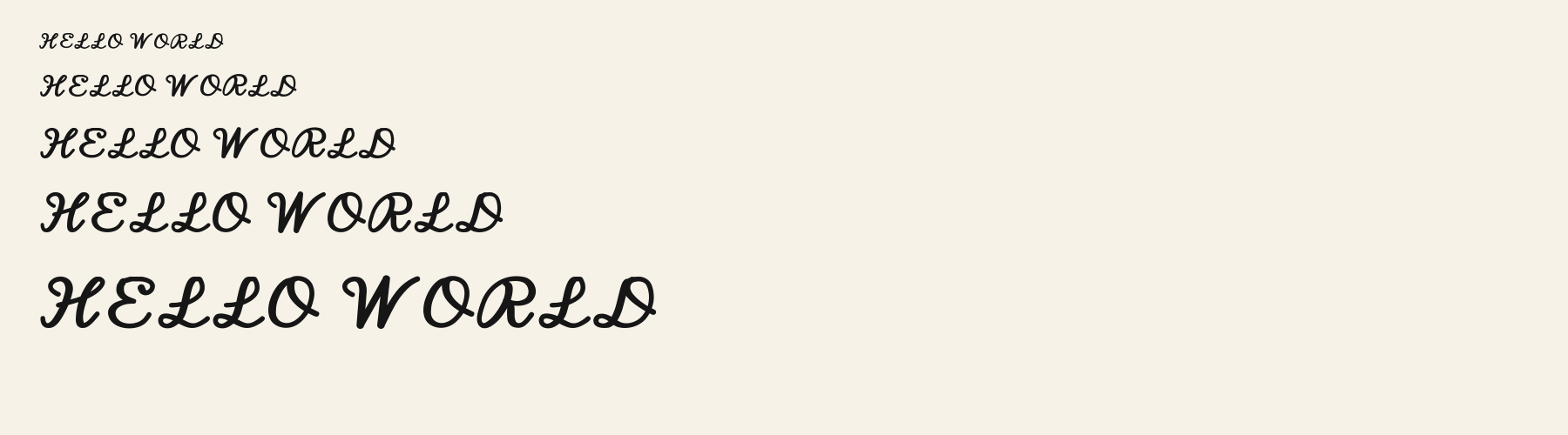 Sailor Script waterfall specimen