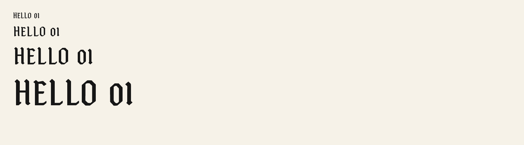 Gothic Modern Open sizes specimen