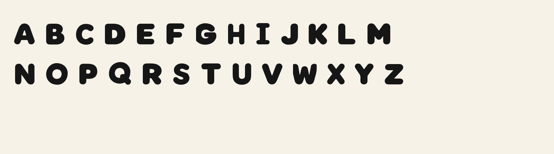 Bubble Pebble Sans alphabet specimen