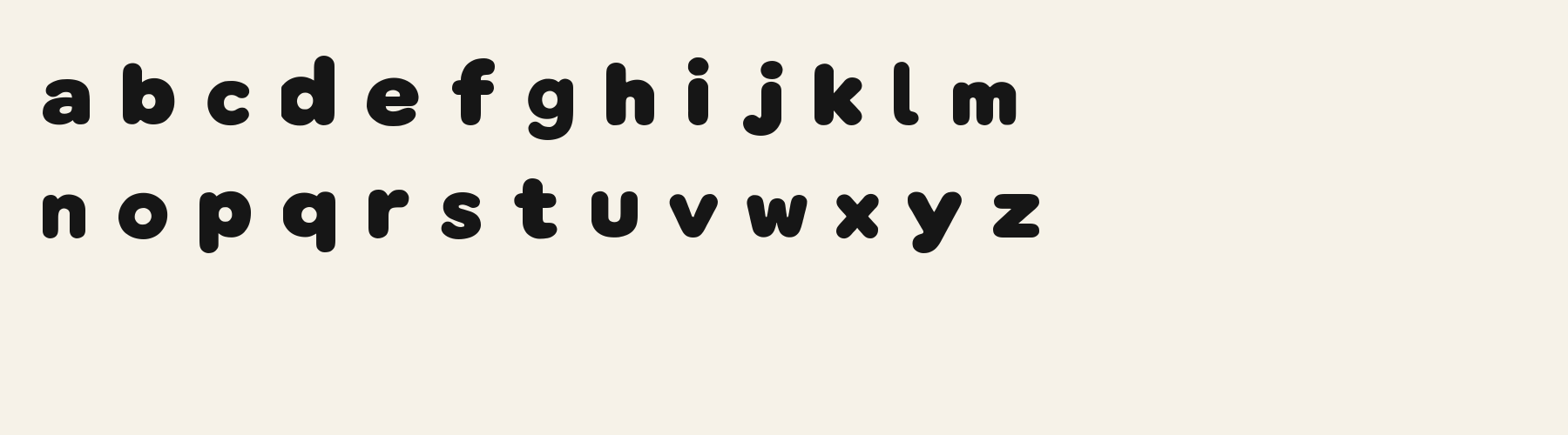 Bubble Pebble Sans lowercase specimen