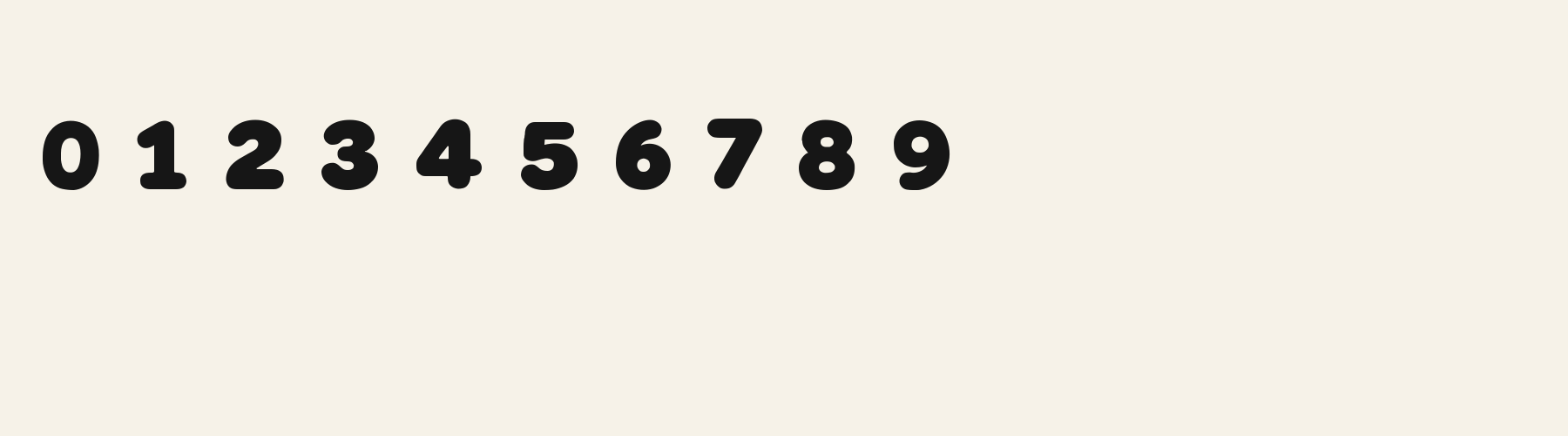 Bubble Pebble Sans numbers specimen