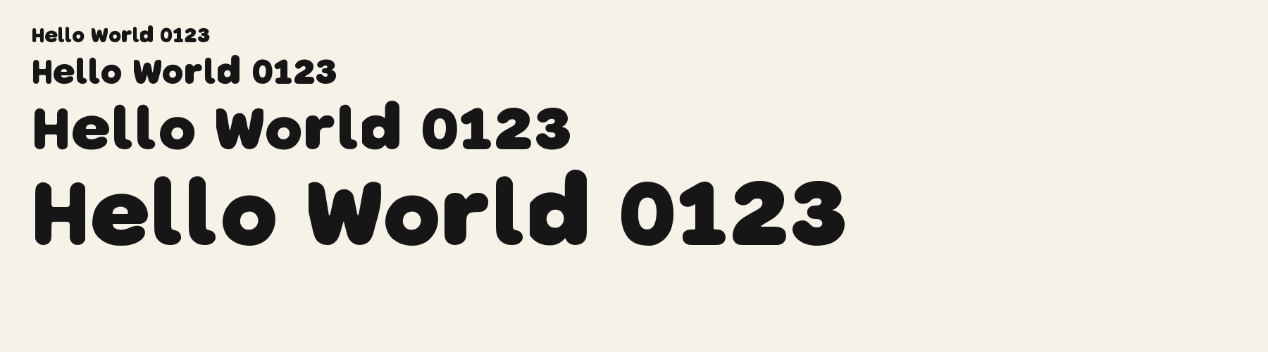 Bubble Pebble Sans sizes specimen