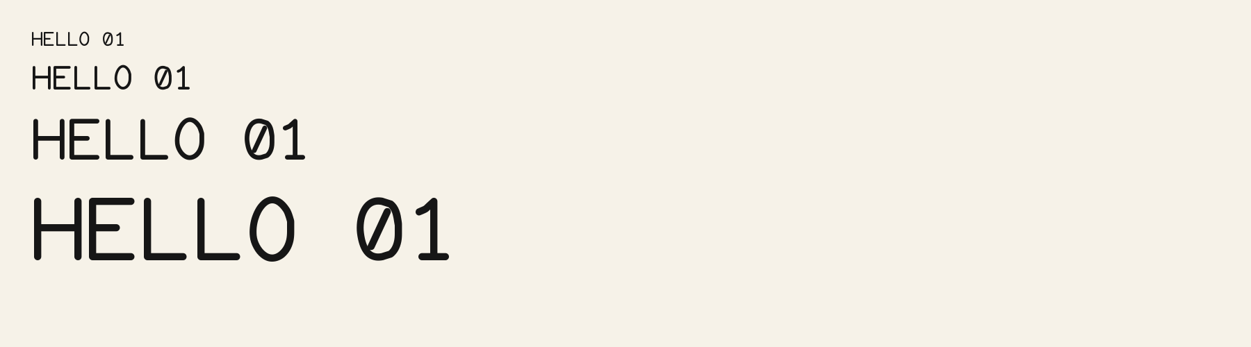 Script Console sizes specimen