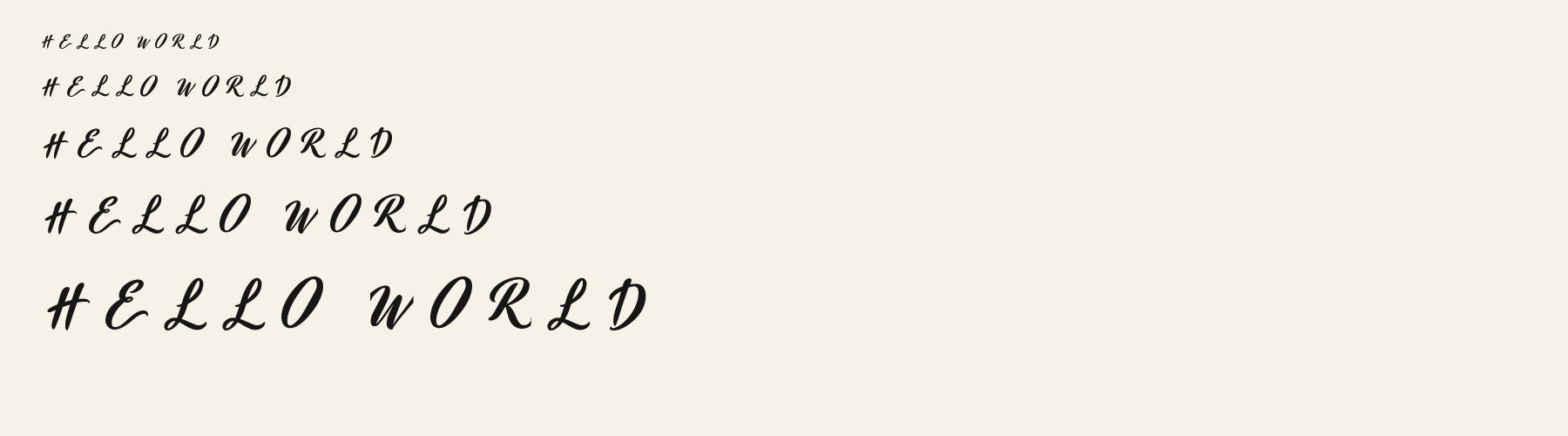 Script Signpainter Swash waterfall specimen