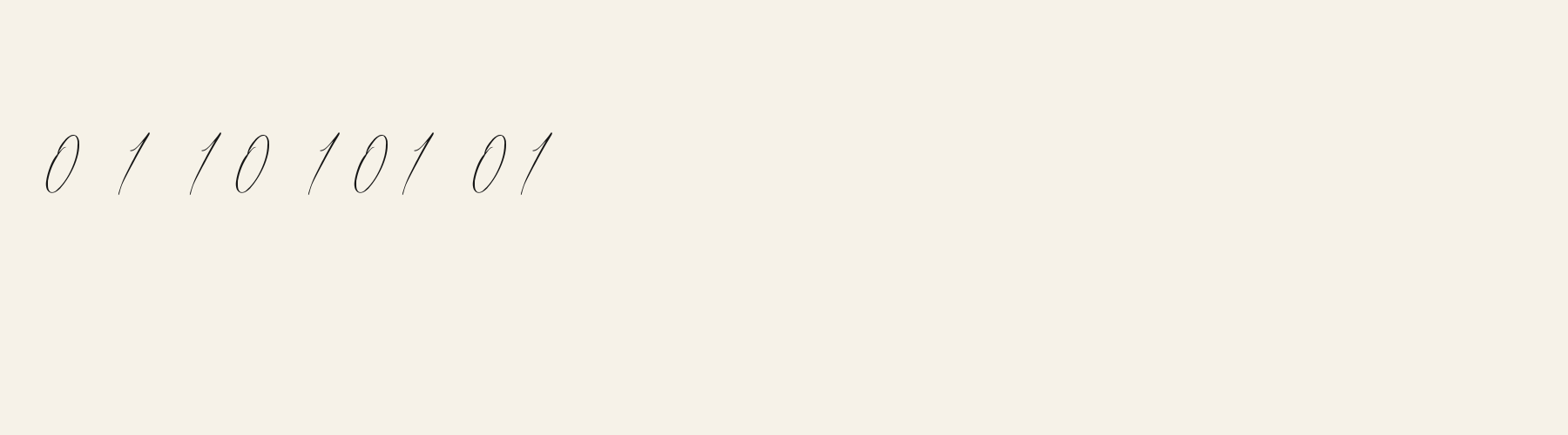 Script Signature Thin numbers specimen