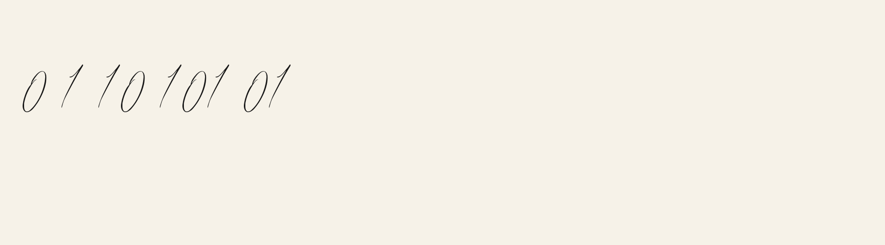 Script Signature Thin numbers specimen