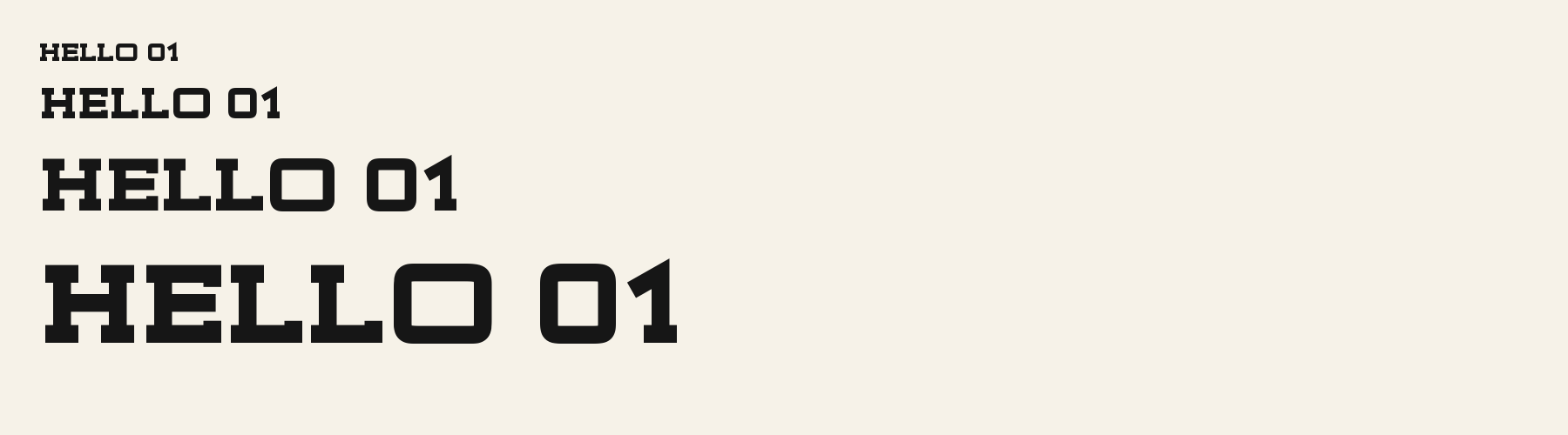 Headline Slab sizes specimen