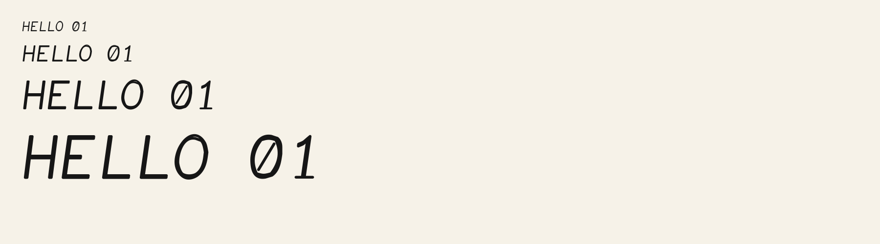 Lambda Italic sizes specimen