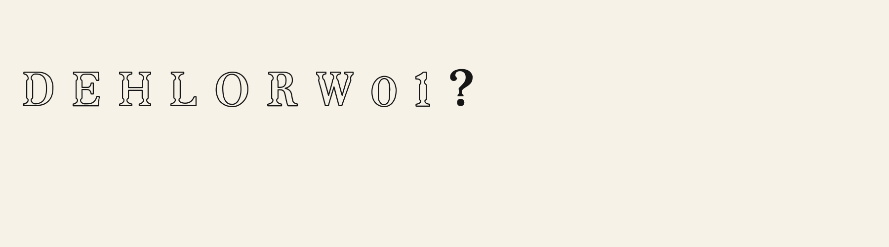 Saddle Joint Serif Outline alphabet specimen