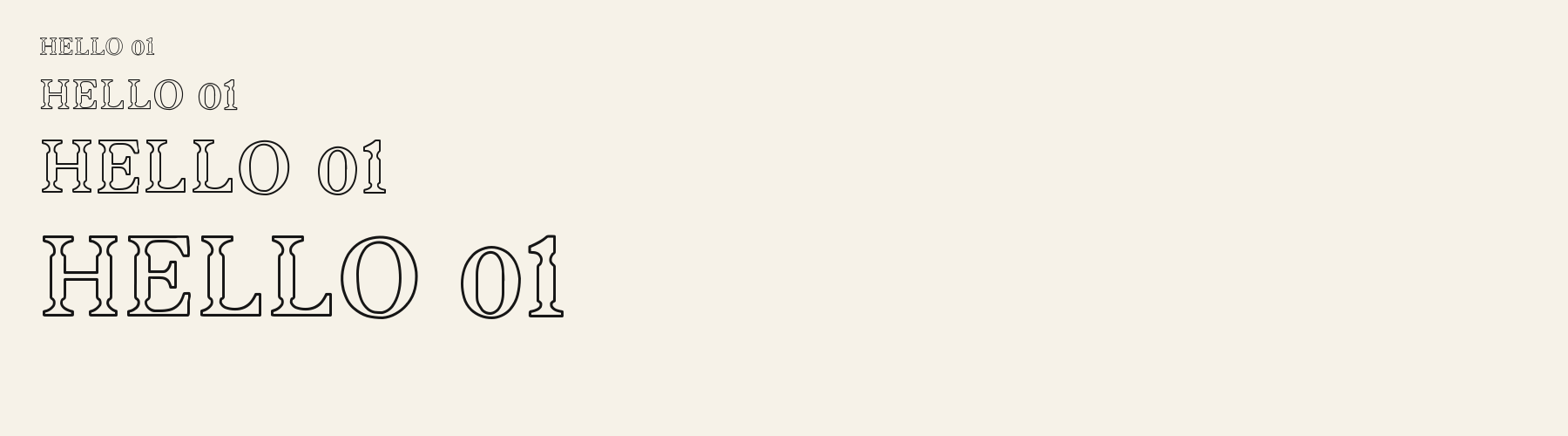 Saddle Joint Serif Outline sizes specimen