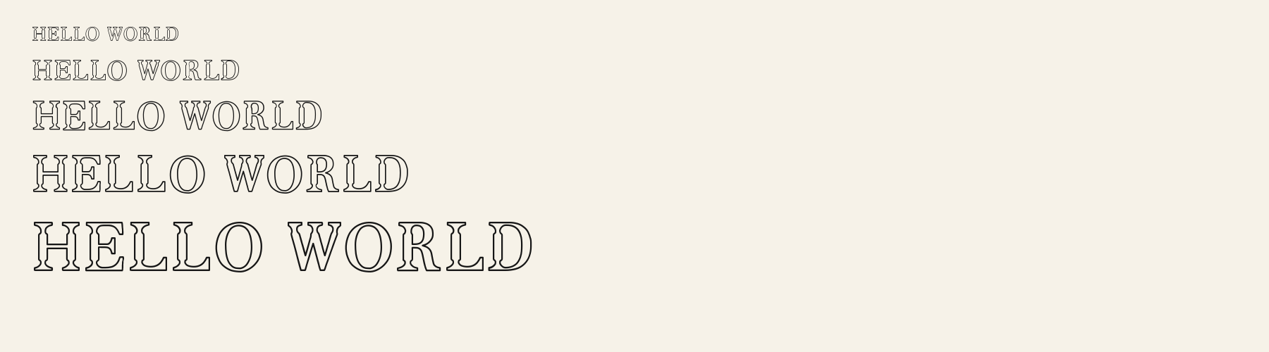 Saddle Joint Serif Outline waterfall specimen