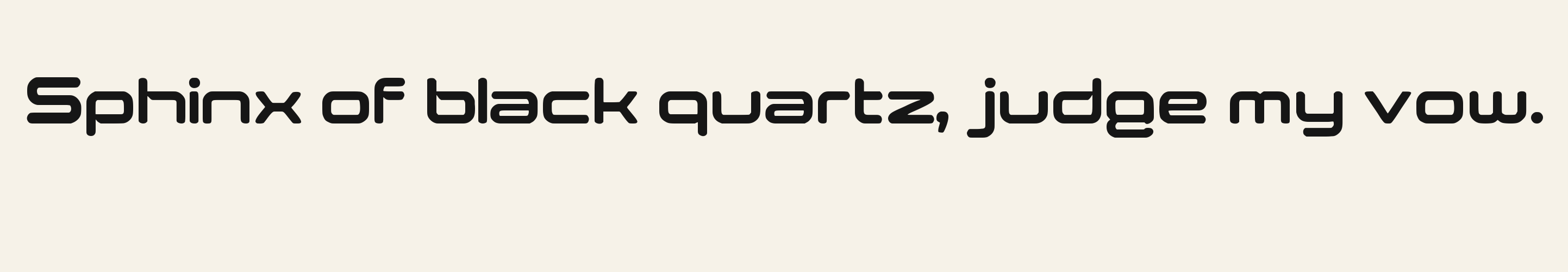 Chrome Orbit pangram specimen