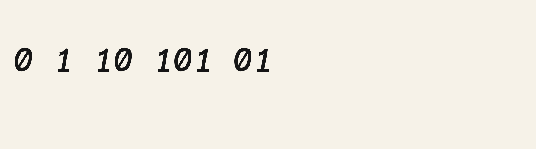 Code Oblique numbers specimen