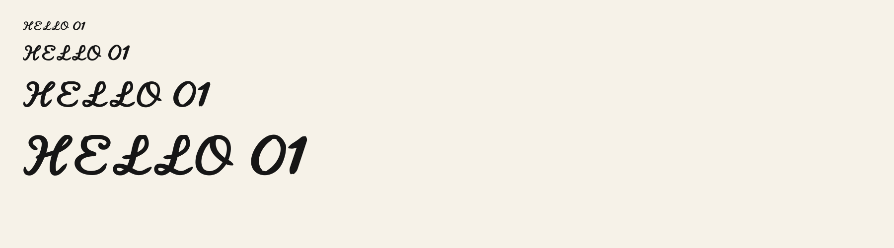 Sparrow Script sizes specimen