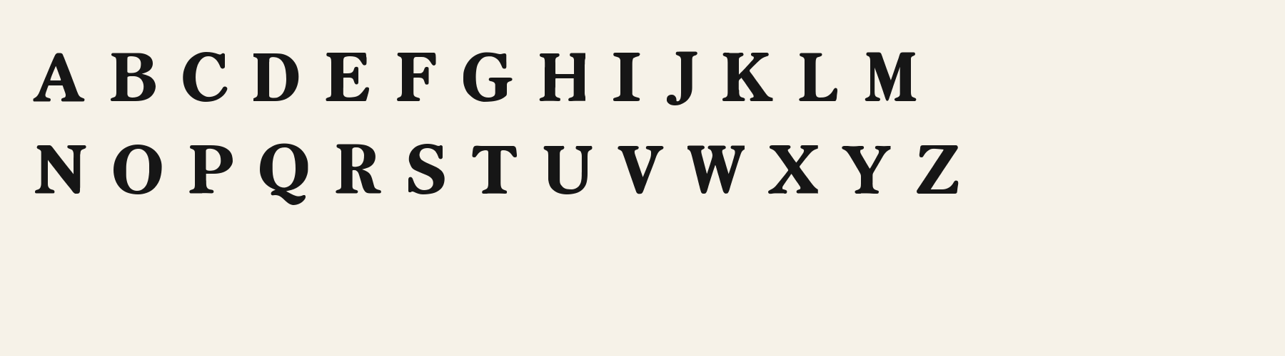 Petal Pocket Serif alphabet specimen