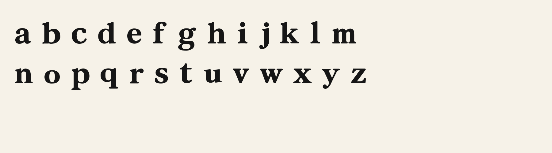 Petal Pocket Serif lowercase specimen