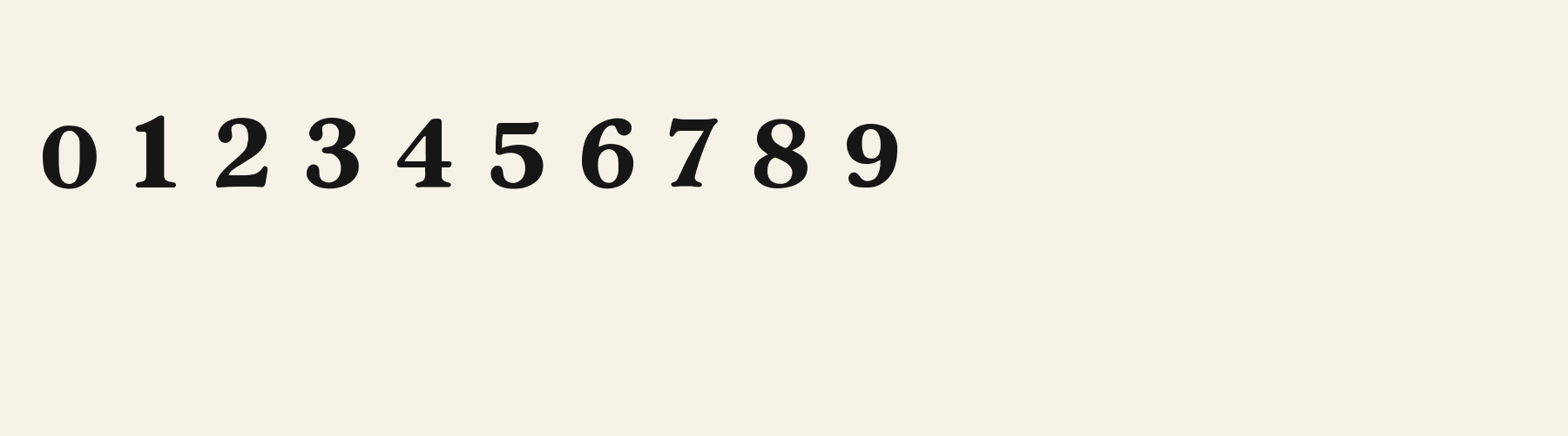 Petal Pocket Serif numbers specimen