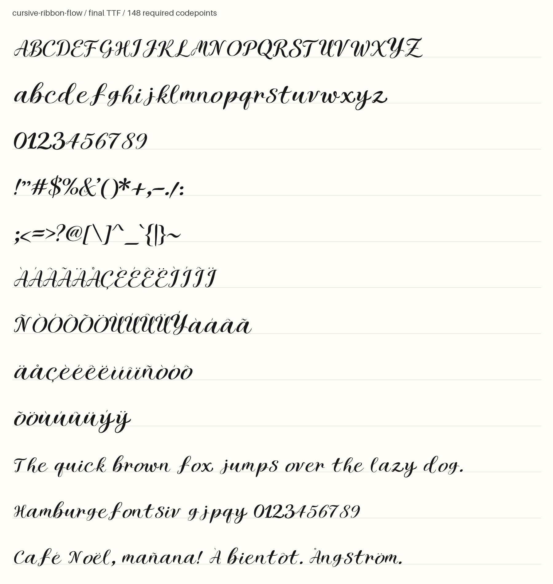 Cursive Ribbon Flow full-coverage specimen