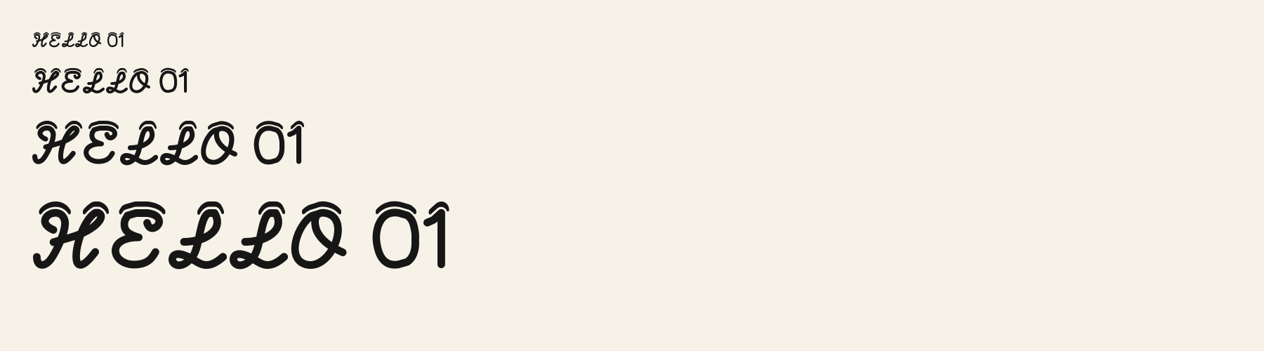 Snowy Script sizes specimen
