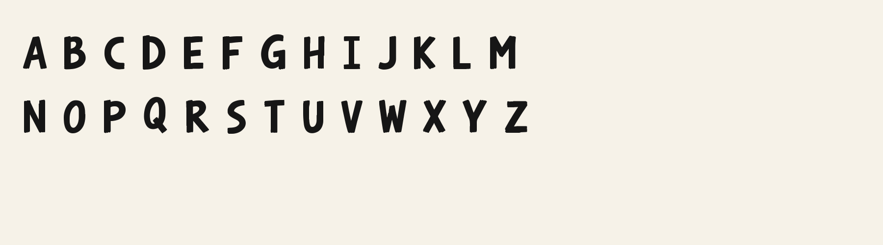 Brush Upright Cut alphabet specimen