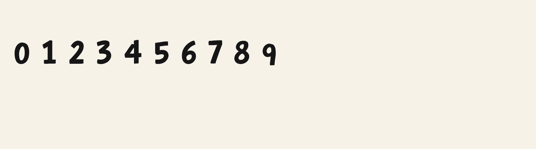 Brush Upright Cut numbers specimen