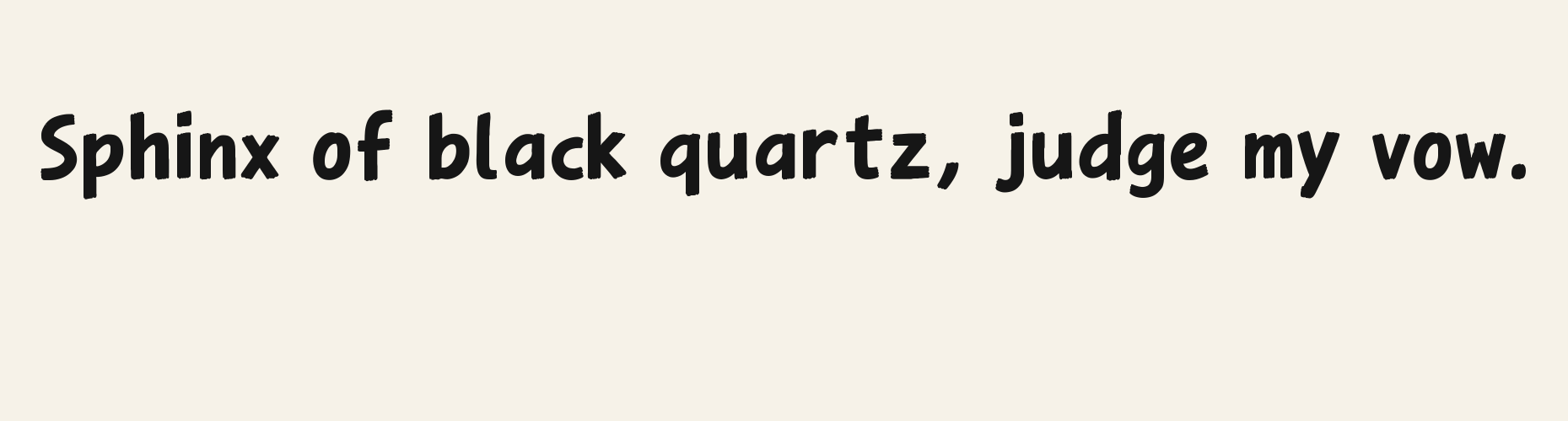 Brush Upright Cut pangram specimen