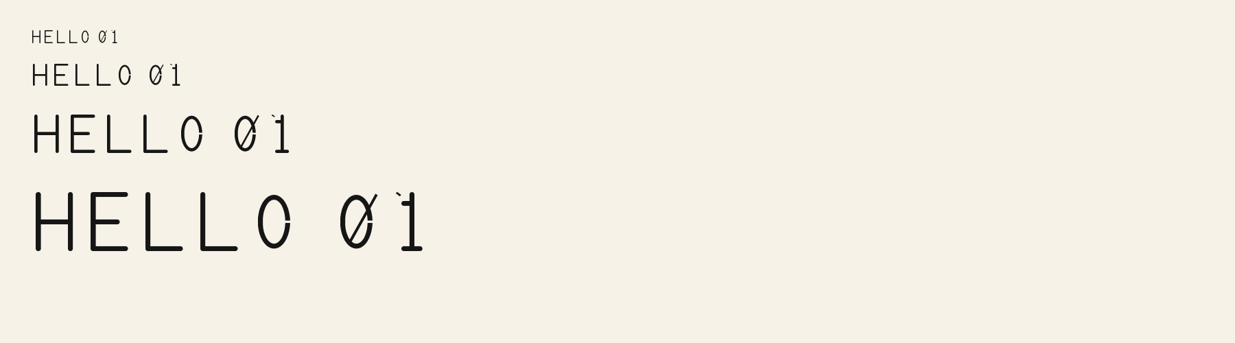 Mono OCR Rounded Notch sizes specimen