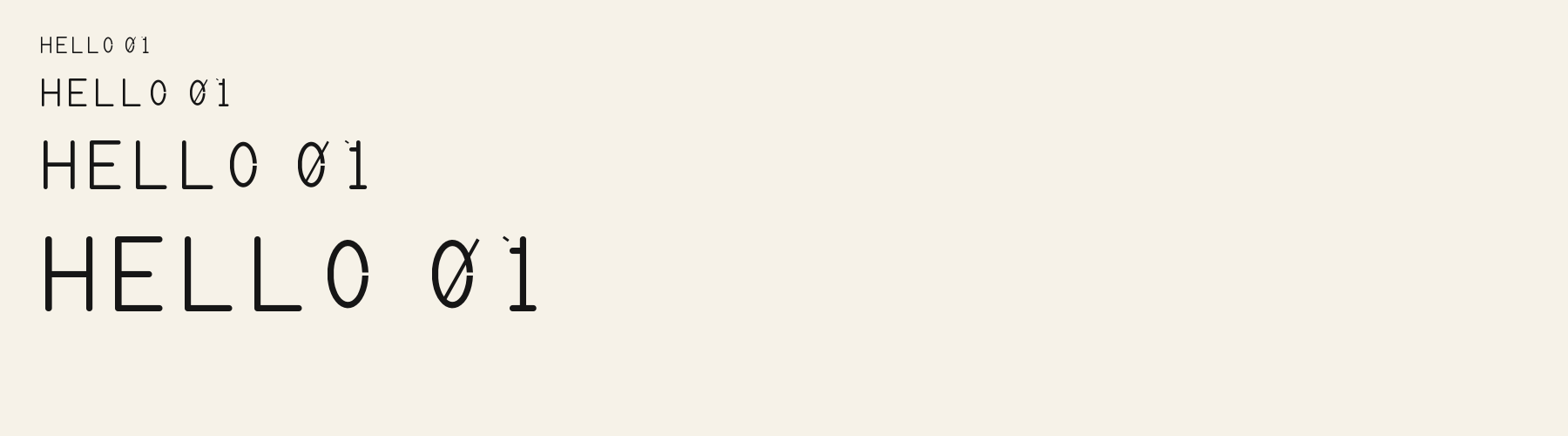 Mono OCR Rounded Notch sizes specimen