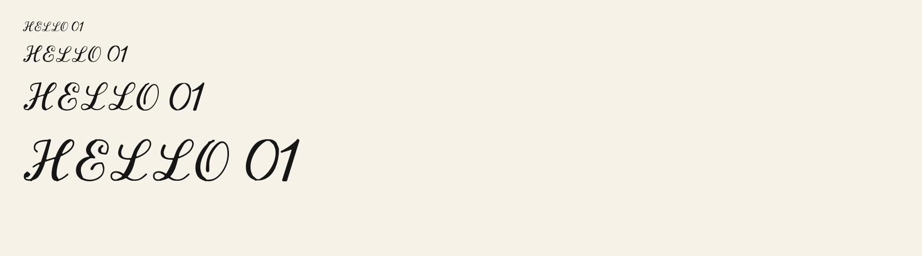 Vow Script sizes specimen
