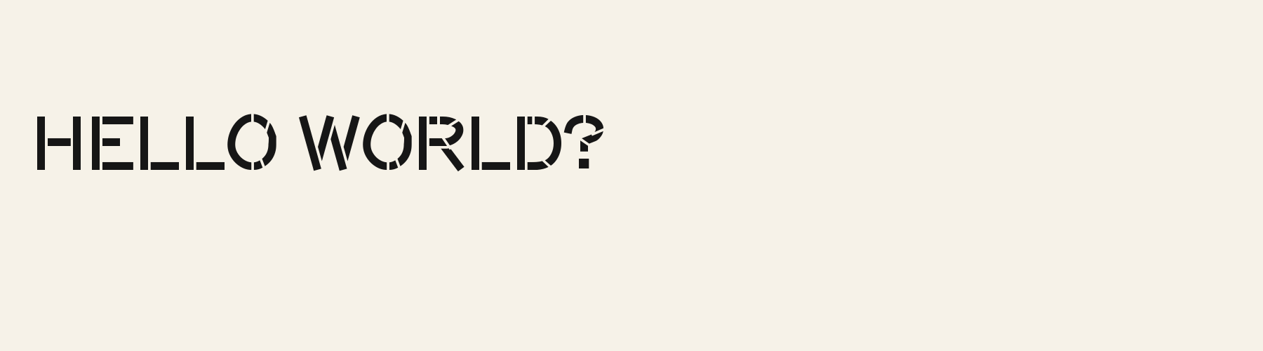 Field Stencil pangram specimen
