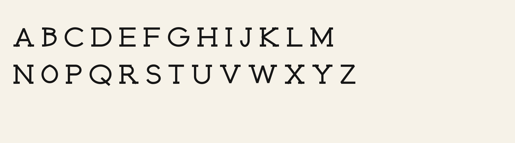 Crown Arch Slab alphabet specimen