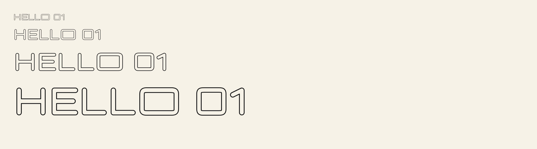 Bubble Tech Outline sizes specimen