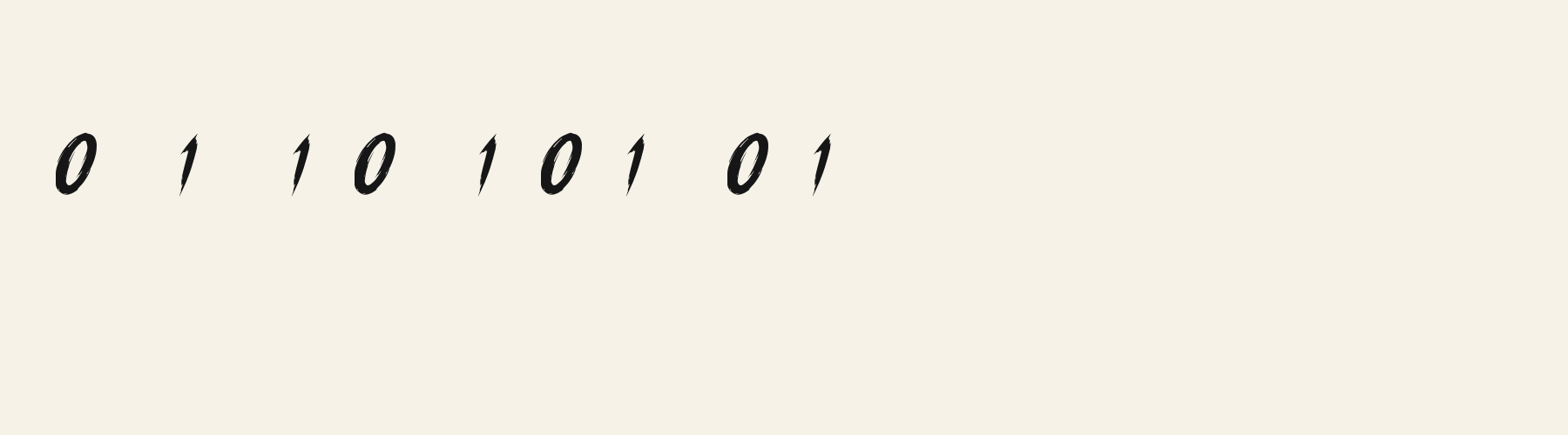 Brush Ink Taper numbers specimen